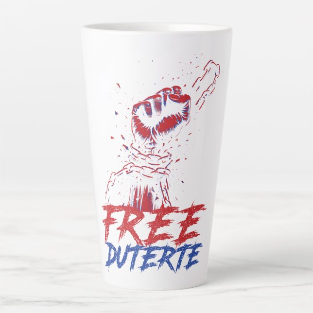 Caneca De Café Latte Eu Defendo Duterte Free DU30 Duterte (Frente)