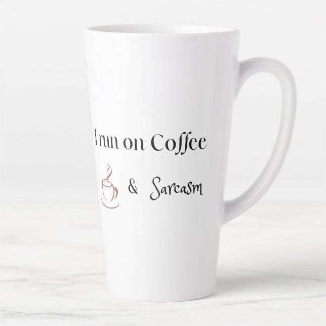 Caneca De Café Latte Eu Funciono com Café e Sarcasmo, Presente Divertid (Direita)