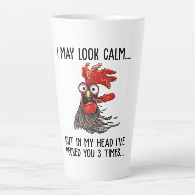 Caneca De Café Latte Eu posso parecer calmo mas na minha cabeça eu te e (Frente)
