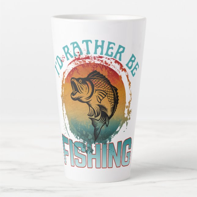 Caneca De Café Latte eu preferiria estar pescando (Frente)