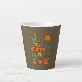 Caneca De Café Latte Eu Rego Minhas Plantas – Listras Retro dos Anos 70
