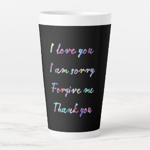 Caneca De Café Latte Eu te amo. Desculpe, obrigado Latte Mug.