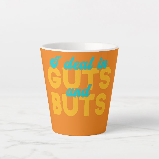 Caneca De Café Latte Eu trato de Guts e buts de gastroenterologista eng (Frente)