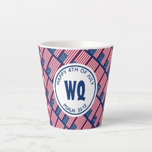 Caneca De Café Latte EUA Patriótico   Feliz 4 de julho   Bandeira Amer