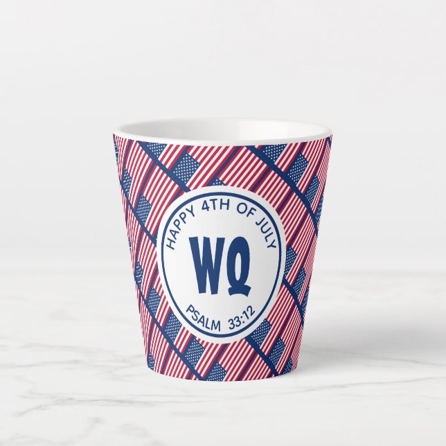 Caneca De Café Latte EUA Patriótico | Feliz 4 de julho | Bandeira Ameri (Frente)