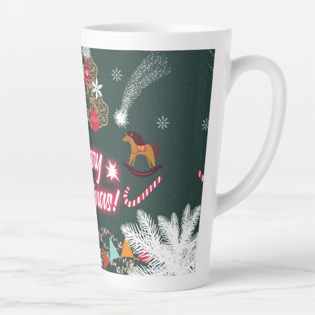 Caneca De Café Latte Evergreen Joy do Natal (Direita)