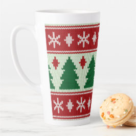 Caneca De Café Latte Evergreens & Snowflakes Knit