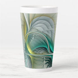 Caneca De Café Latte Evolução Fractal, Turquesa Ouro