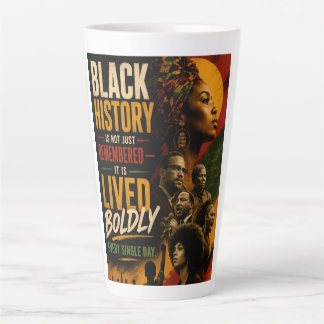 Caneca De Café Latte Excelência Negra Citação 2ª