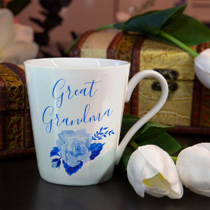 Caneca De Café Latte Excelente Vovó China Rosa Azul