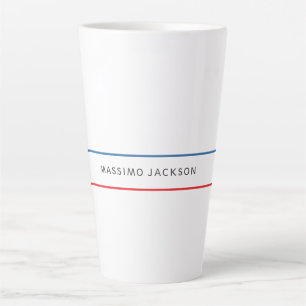 Caneca De Café Latte Exclusivo Pessoal Moderno Azul Branco Vermelho