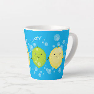 Caneca De Café Latte Exemplo de desenho animado de limão de limão fel