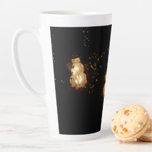Caneca De Café Latte Exposição de Luzes de Férias do Boneco de Neve