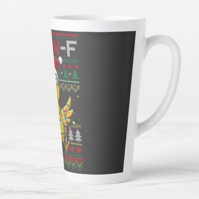 Caneca De Café Latte F-CAW-F Funny Screaming Chicken Ugly Christmas (Direita)