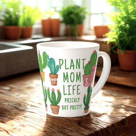Caneca De Café Latte Fábrica Engraçada Mamãe Vida Picante Cactus Latte