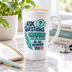 Caneca De Café Latte Faça Perguntas Entenda Sua Saúde