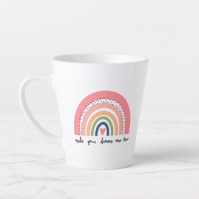 Caneca De Café Latte Faça seus sonhos se tornarem verdadeiros Arco-Íris (Esquerda)