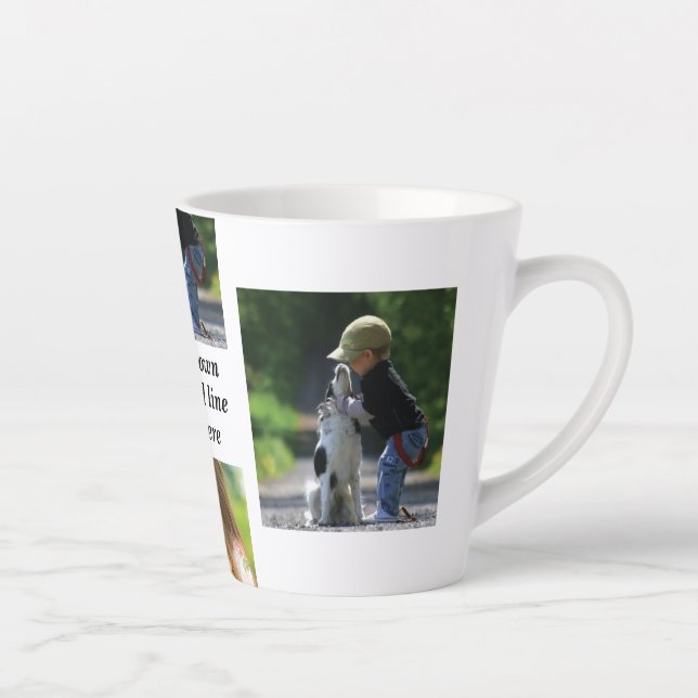Caneca De Café Latte Faça sua própria colagem de fotos e texto (Direita)
