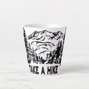 Caneca De Café Latte Faça uma citação de Hike, paisagem monocromática d