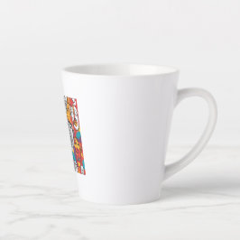 Caneca De Café Latte Faces de Abstrato vibrantes - Arte de Linha Contem