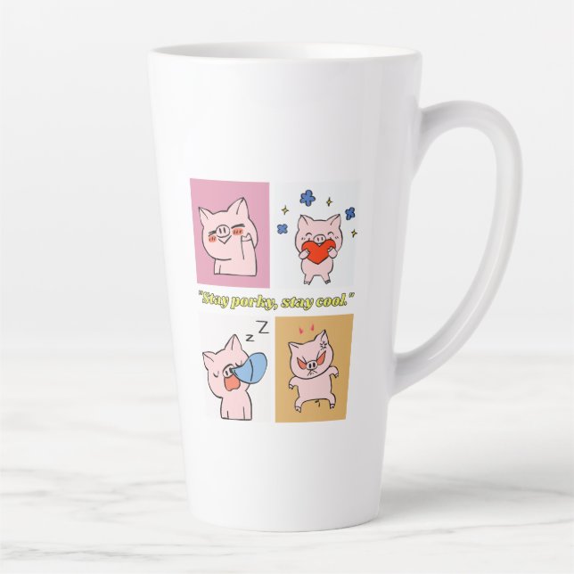 Caneca De Café Latte faces de porco citações (Direita)