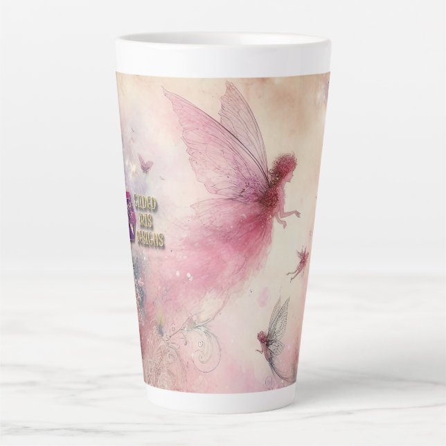 Caneca De Café Latte Fada (combina com diário com prompts) (Frente)