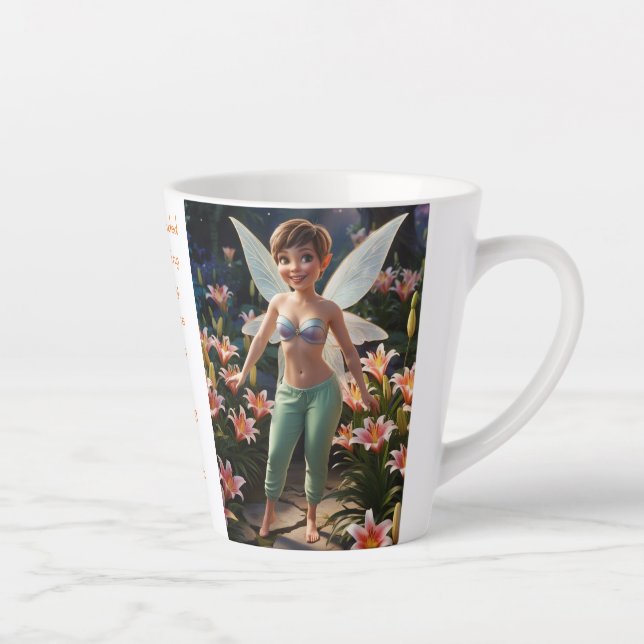 Caneca De Café Latte Fada da Flor de Lírio de Truta (Direita)