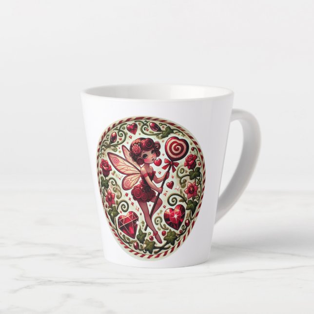 Caneca De Café Latte Fada de dia de os namorados (Ângulo direito)