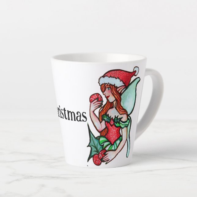 Caneca De Café Latte Fada de Natal (Ângulo direito)