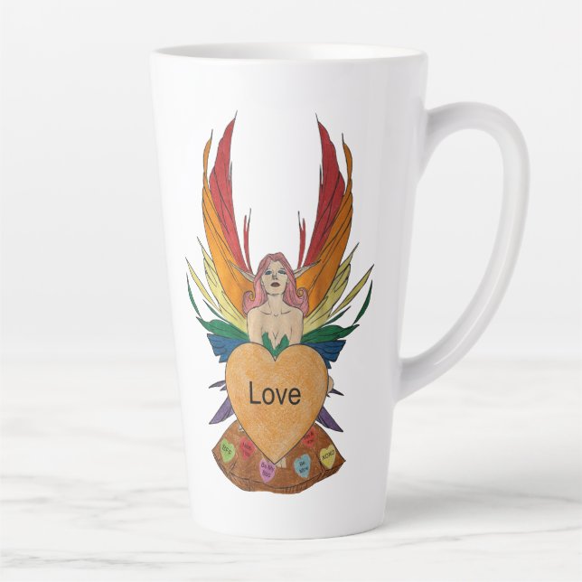 Caneca De Café Latte Fada do Dia dos Namorados (Direita)