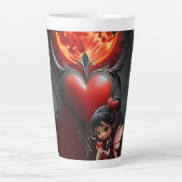 Caneca De Café Latte Fada do Dia dos Namorados da Lua de Sangue