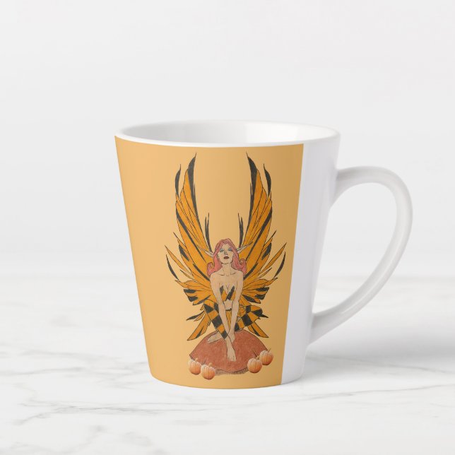 Caneca De Café Latte Fada do Halloween (Direita)