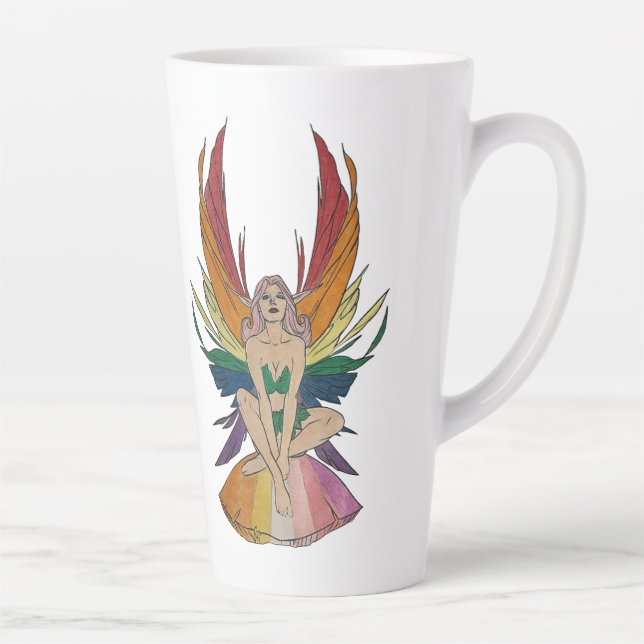 Caneca De Café Latte Fada Lésbica (Direita)
