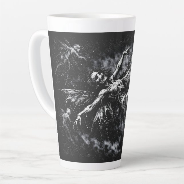 Caneca De Café Latte Fada Morta por BurnsInHell (Ângulo esquerdo)