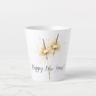 Caneca De Café Latte Fagulhas da Celebração do Dia de Ano Novo Dourado