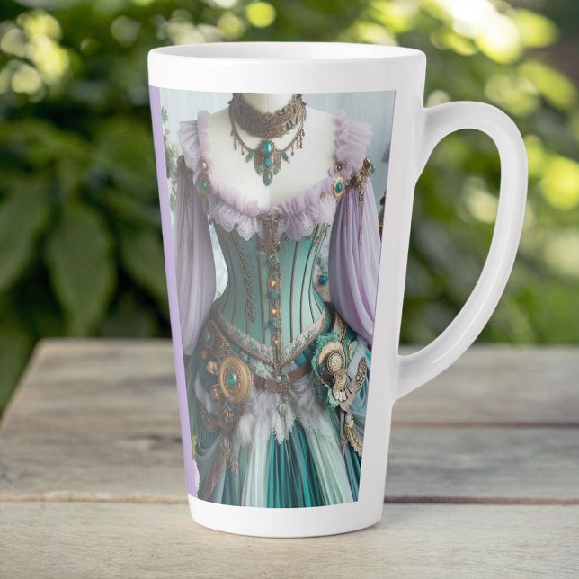 Caneca De Café Latte Fairytale Primavera Pastel Floral Gown (Criador carregado)