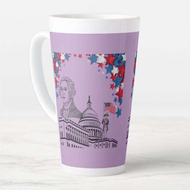 Caneca De Café Latte Faíscas douradas de julho luz roxa (Ângulo esquerdo)