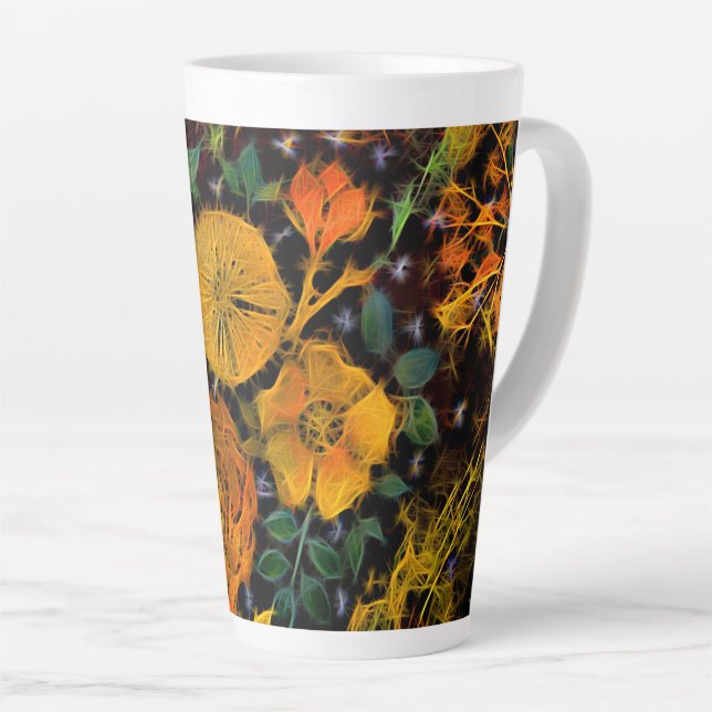 Caneca De Café Latte Faíscas Florais (Ângulo direito)