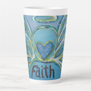 Caneca De Café Latte Faith Angel Word Art Personalizado Da Taça Latino