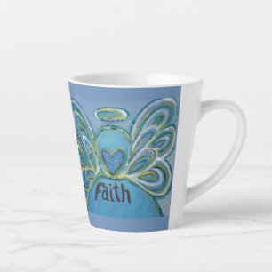 Caneca De Café Latte Faith Angel Word Art Personalizado Da Taça Latino