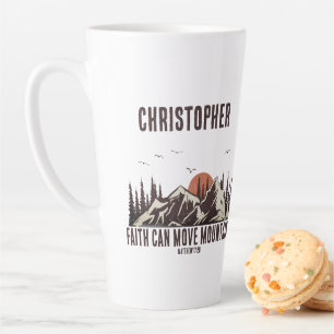 Caneca De Café Latte Faith Mover Montanhas Citação Cristã para Ele