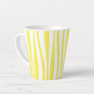 Caneca De Café Latte Faixa de Cabana Amarelo e Branco