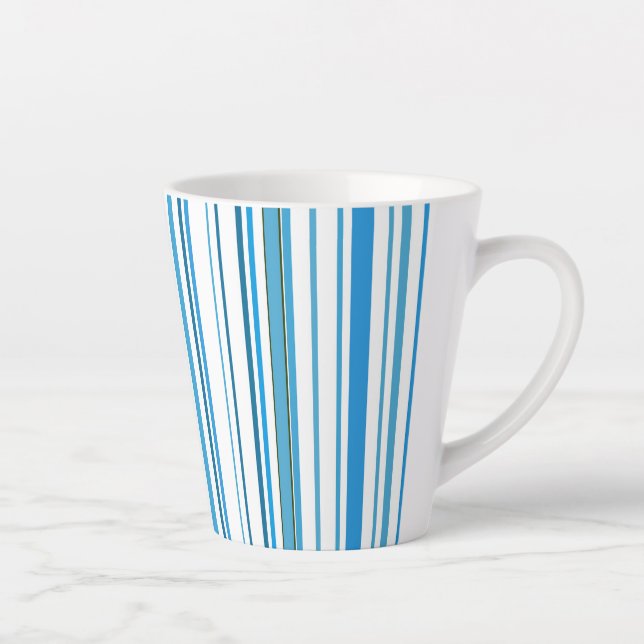 Caneca De Café Latte Faixa de cores da praia azul (Direita)