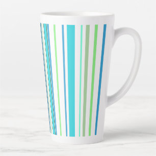 Caneca De Café Latte Faixa de cores de praia verde azul-aqua