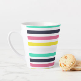 Caneca De Café Latte Faixa Horizontal Colorida