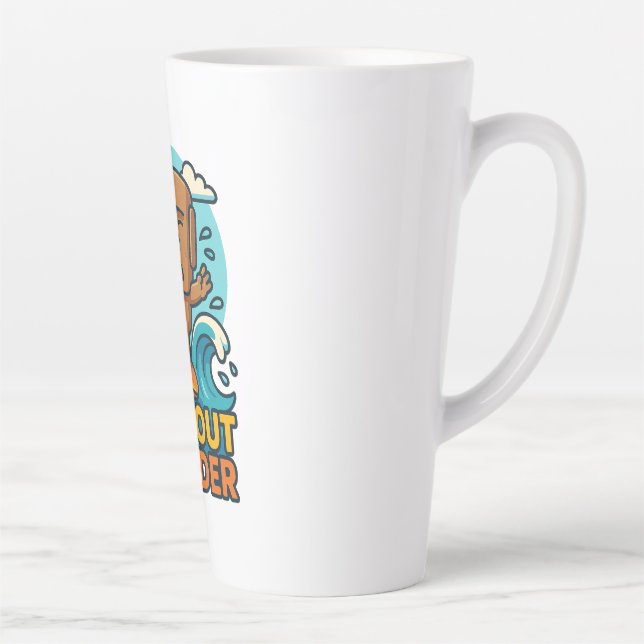 Caneca De Café Latte Falha no Surf Wipeout Moai Chibi (Direita)