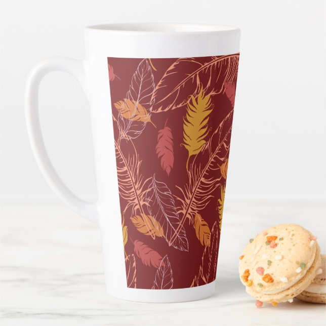 Caneca De Café Latte Fall Feathers Latte Mug (In Situ)
