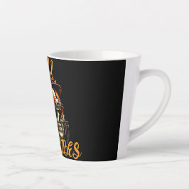 Caneca De Café Latte Fall Vibes - Crânio de futebol - Halloween Mug