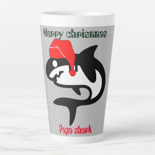Caneca De Café Latte família de natal de tubarão, personalize personali