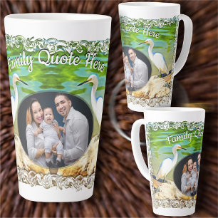 Caneca De Café Latte Família Garça no Rio Mismaloya 0335